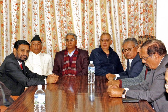 NC seniors leaders holding meeting at the Nepali Congress Parliamentary Party's office at Singha Durbar in Kathmandu, on Tuesday, November 22, 2016. Photo: RSS